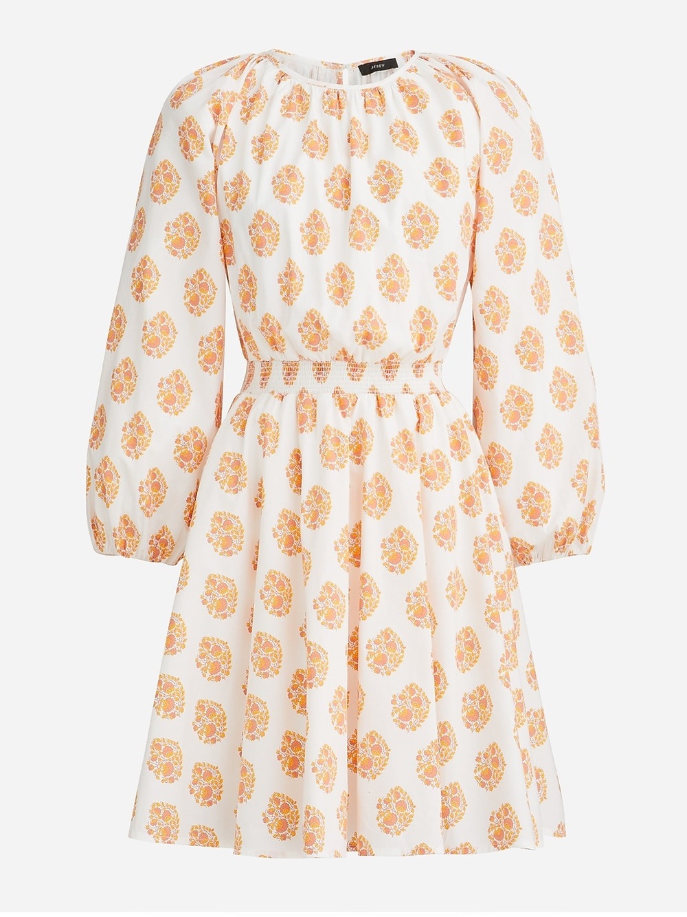 J. Crew Smocked-waist mini dress in gathered floral block print